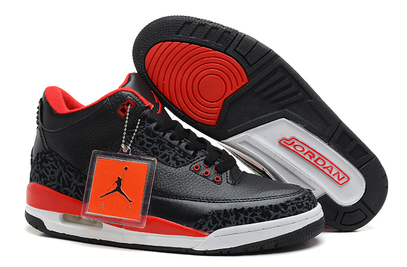 Air Jordan 3 Men Shoes Black/Red Online
